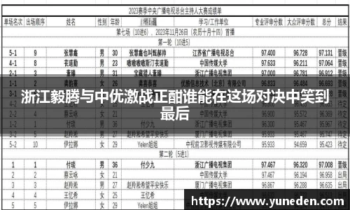 浙江毅腾与中优激战正酣谁能在这场对决中笑到最后
